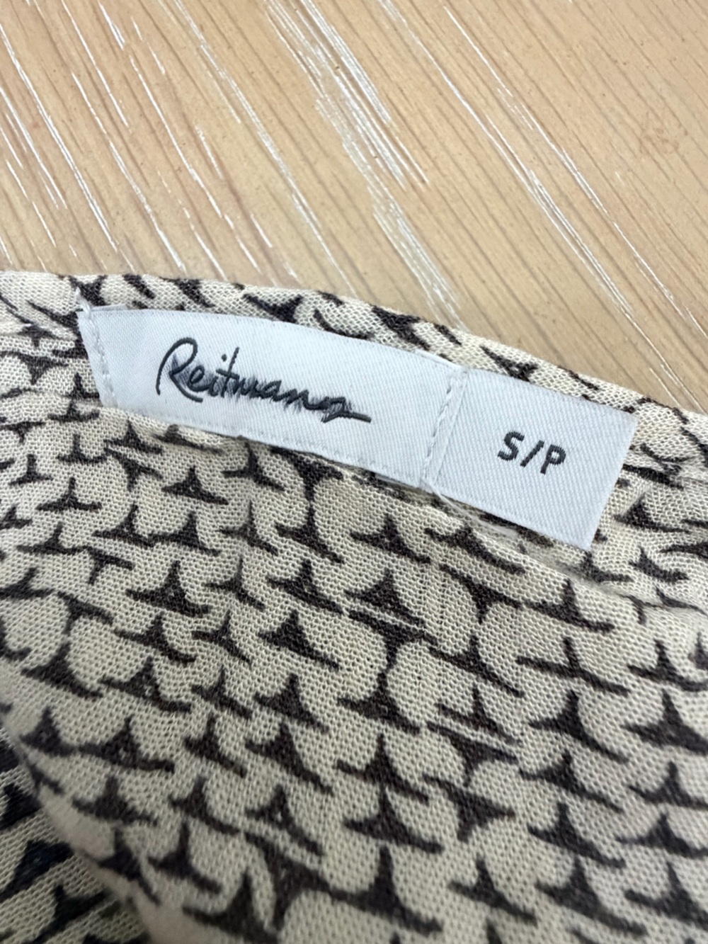 Reitmans Beige and Black Printed Tie-Neck Smocked-Waist Midi Dress - Picture 9 of 9